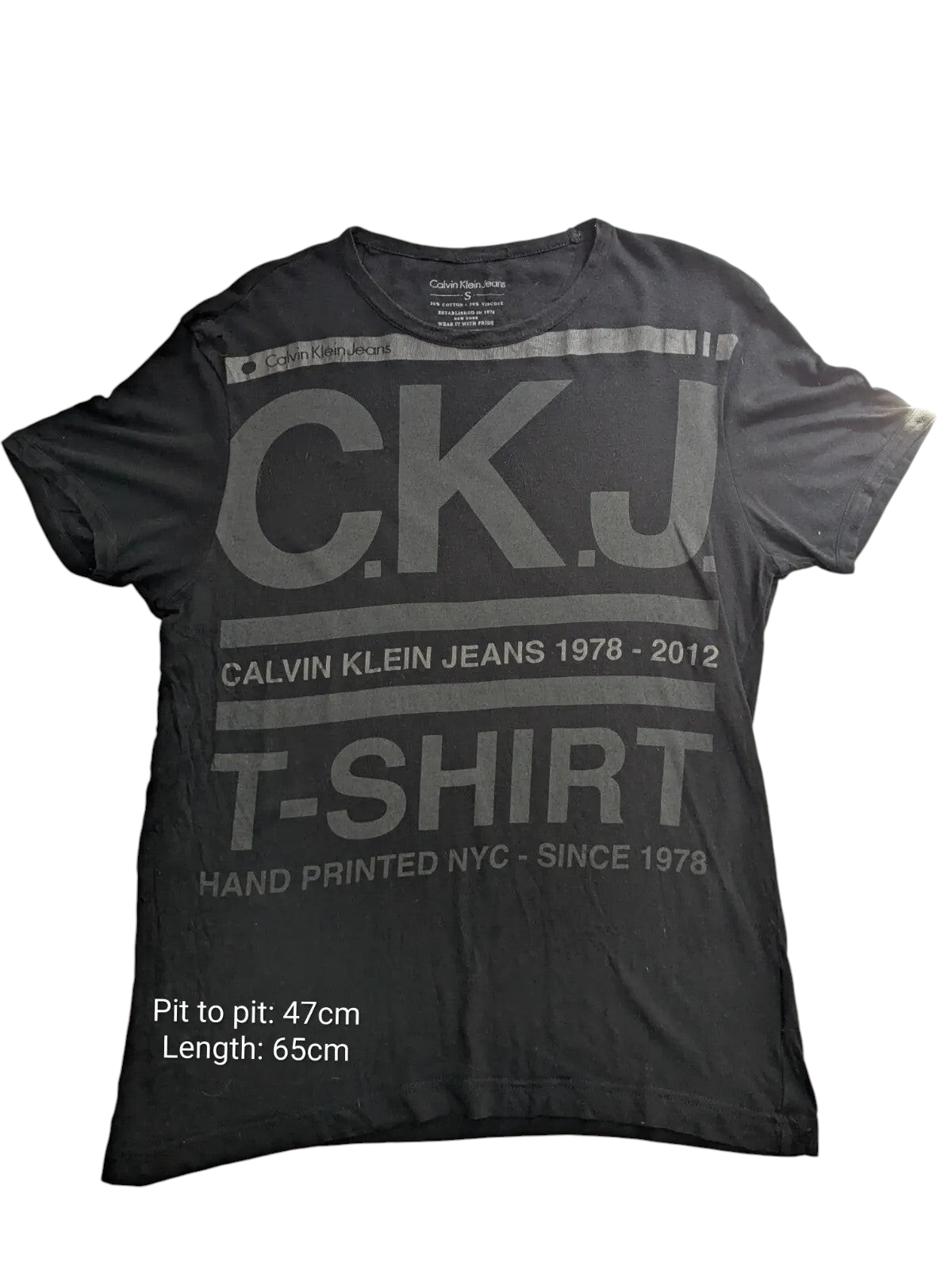 My Store black Calvin Klein Jeans crew neck t-shirt with grey CKJ graphic print in cotton viscose blend