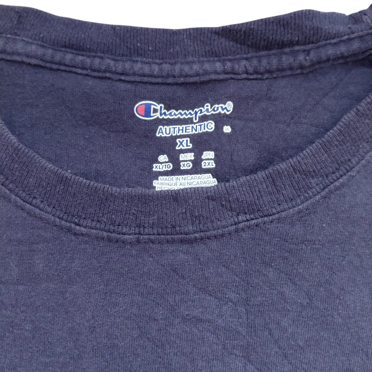 My Store navy Champion Authentic crew neck cotton t-shirt size XL with interior brand label