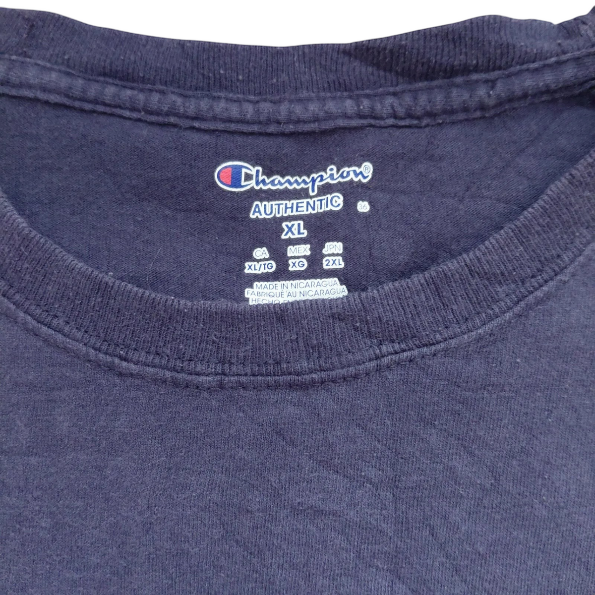 My Store navy Champion Authentic crew neck cotton t-shirt size XL with interior brand label