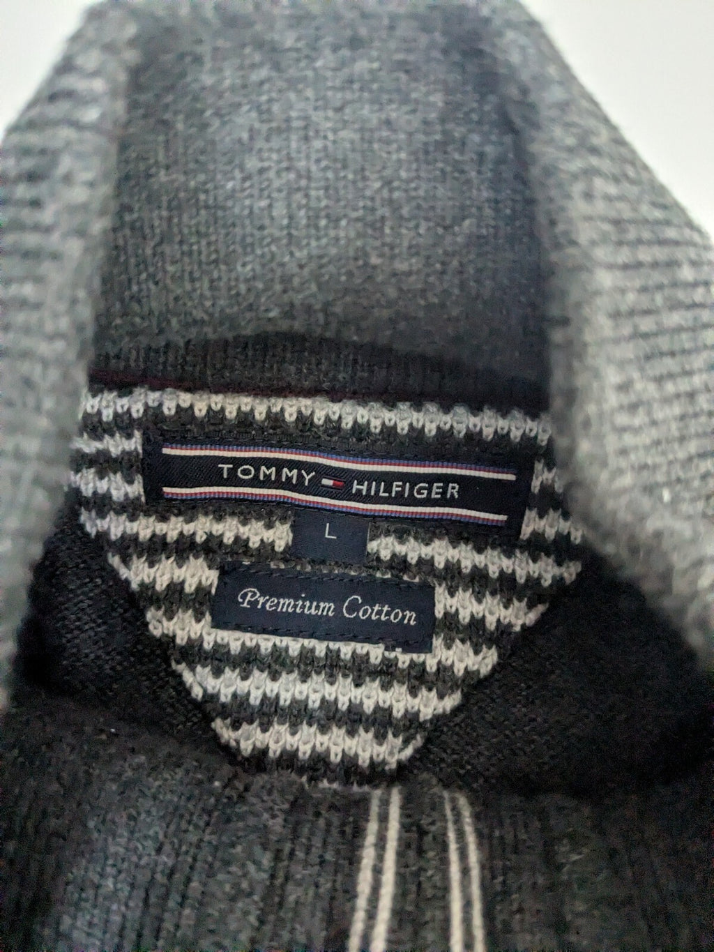 Tommy Hilfiger Sweater Mens M Grey Quarter-Zip Knit Jumper