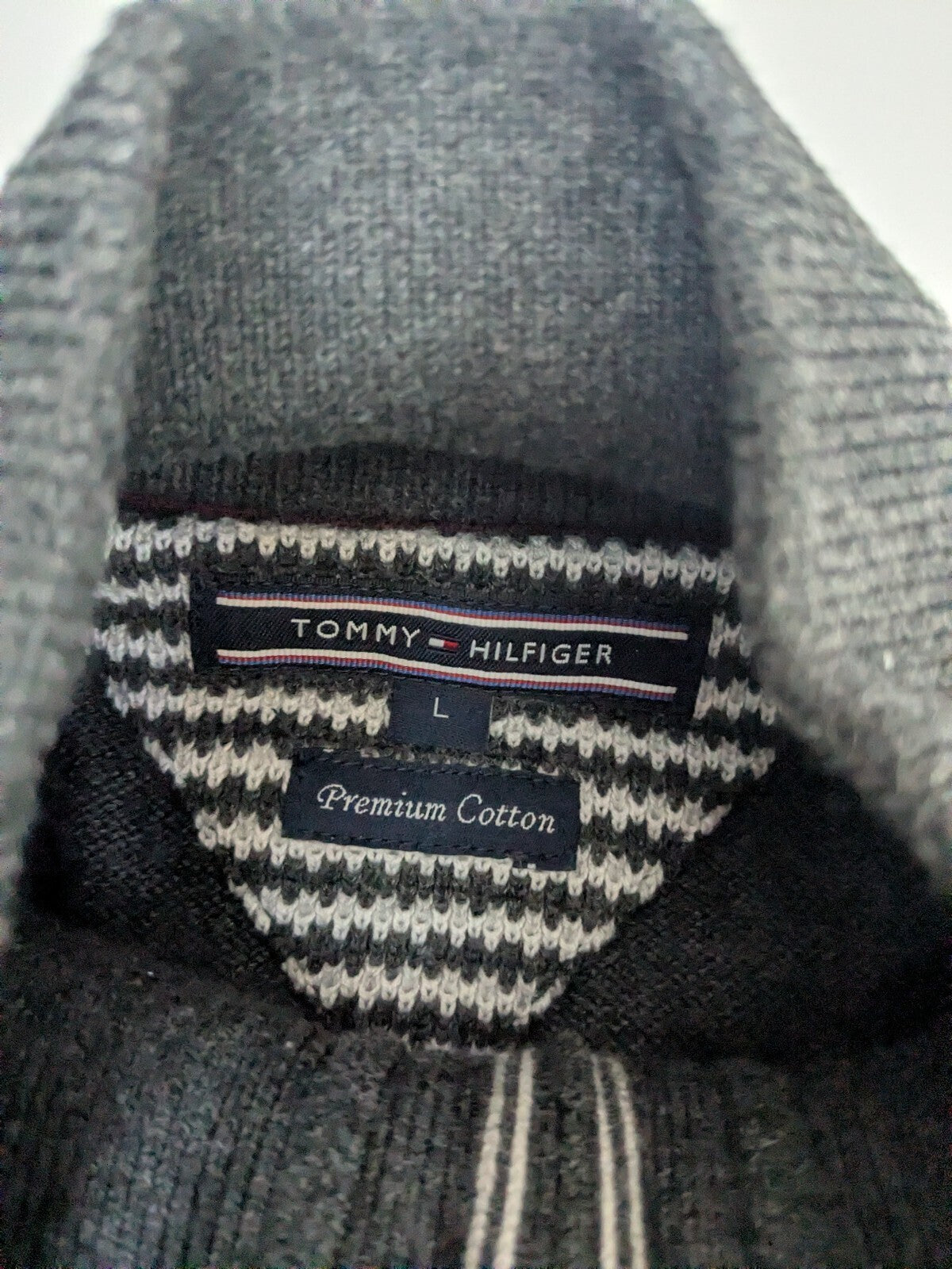 Tommy Hilfiger Sweater Mens M Grey Quarter-Zip Knit Jumper