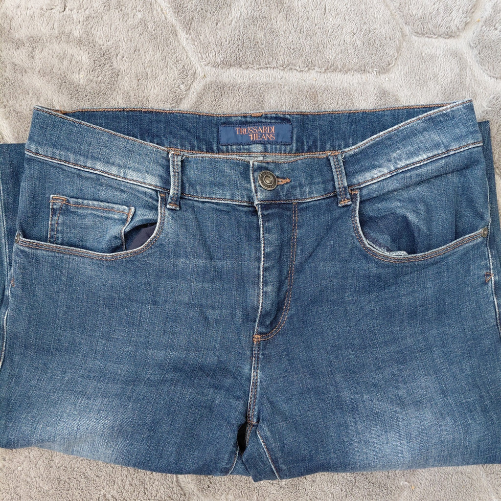 Trussardi Jeans Trousers Mens W31 Blue Straight Leg Denim
