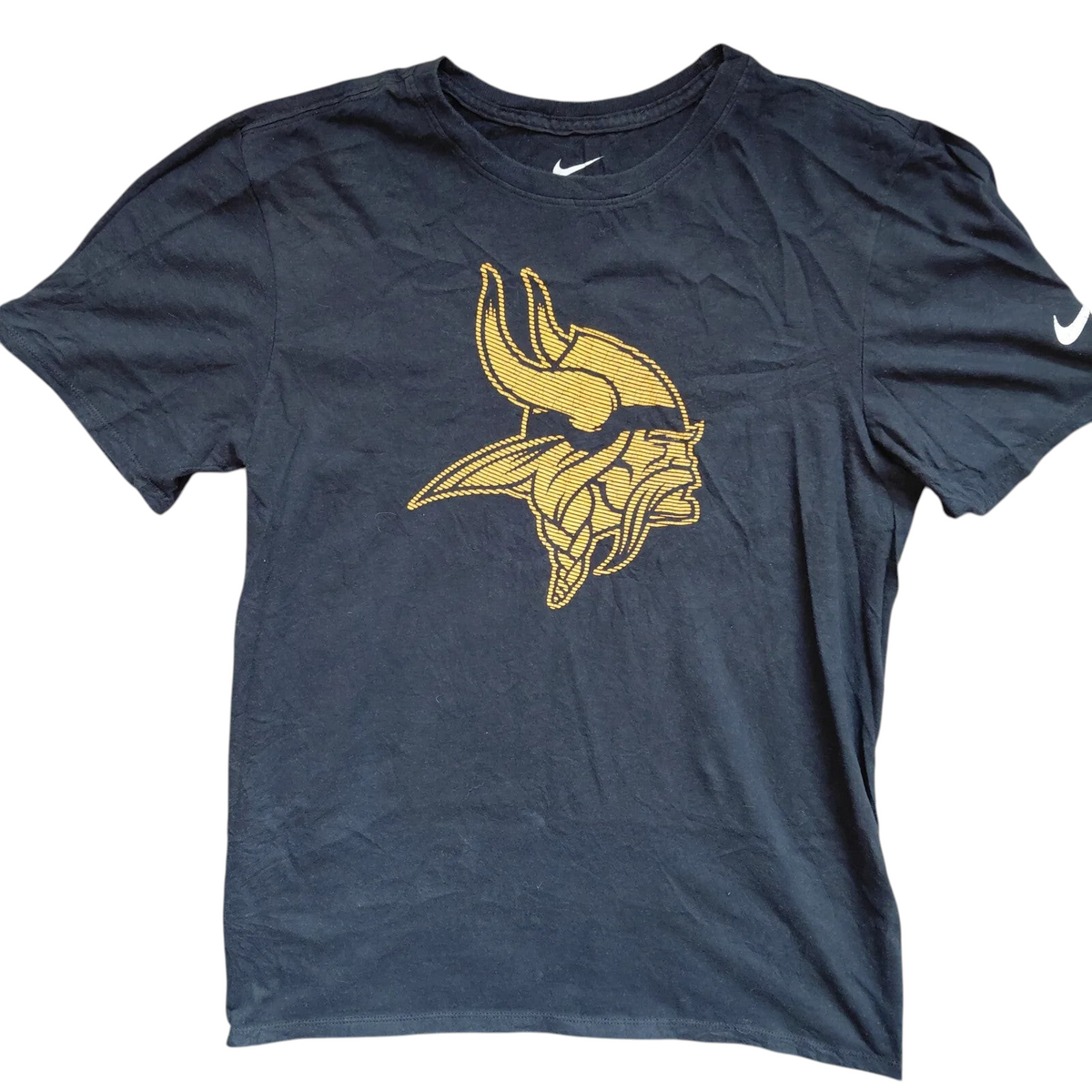 My Store Nike Minnesota Vikings graphic crew neck t-shirt in black cotton with gold logo print