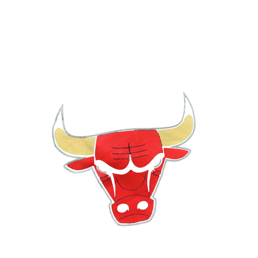 My Store black cotton Jordan crew neck t-shirt featuring a red Chicago Bulls bull head logo graphic print