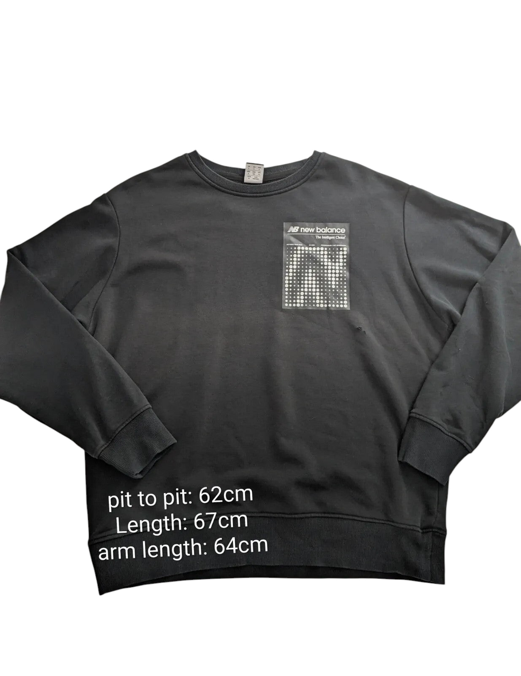 My Store pre-owned black New Balance crewneck sweatshirt with a graphic logo patch on the chest