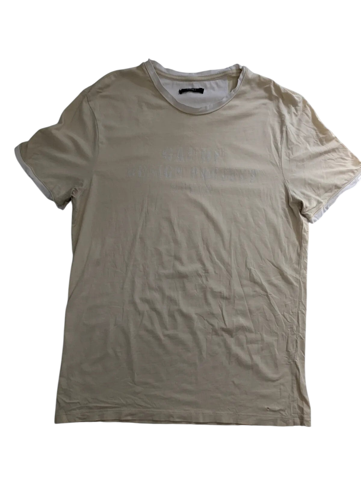 My Store cream cotton Gaudi crew neck t-shirt with short sleeves and logo print