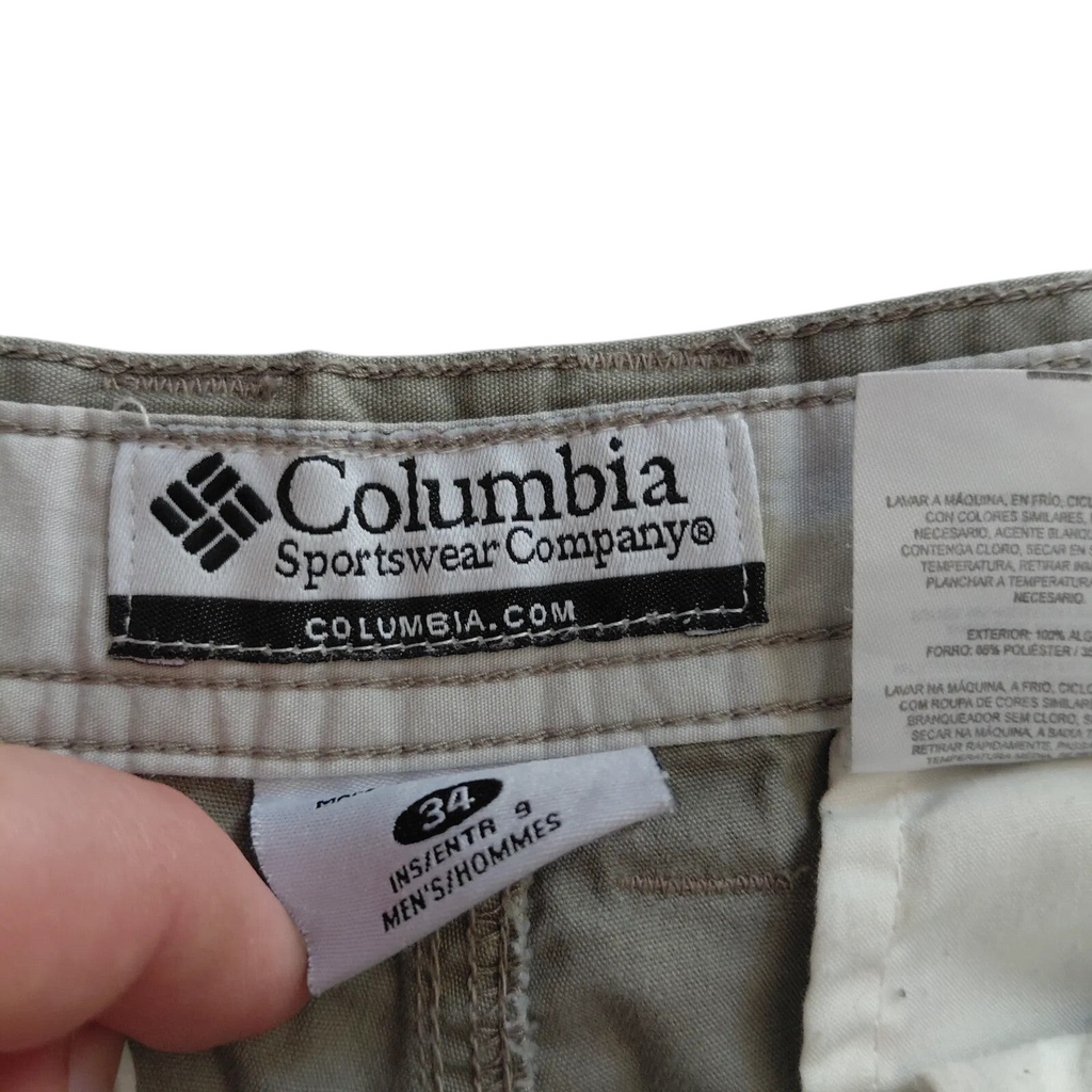 My Store Columbia beige cargo shorts size 34 waist label detail