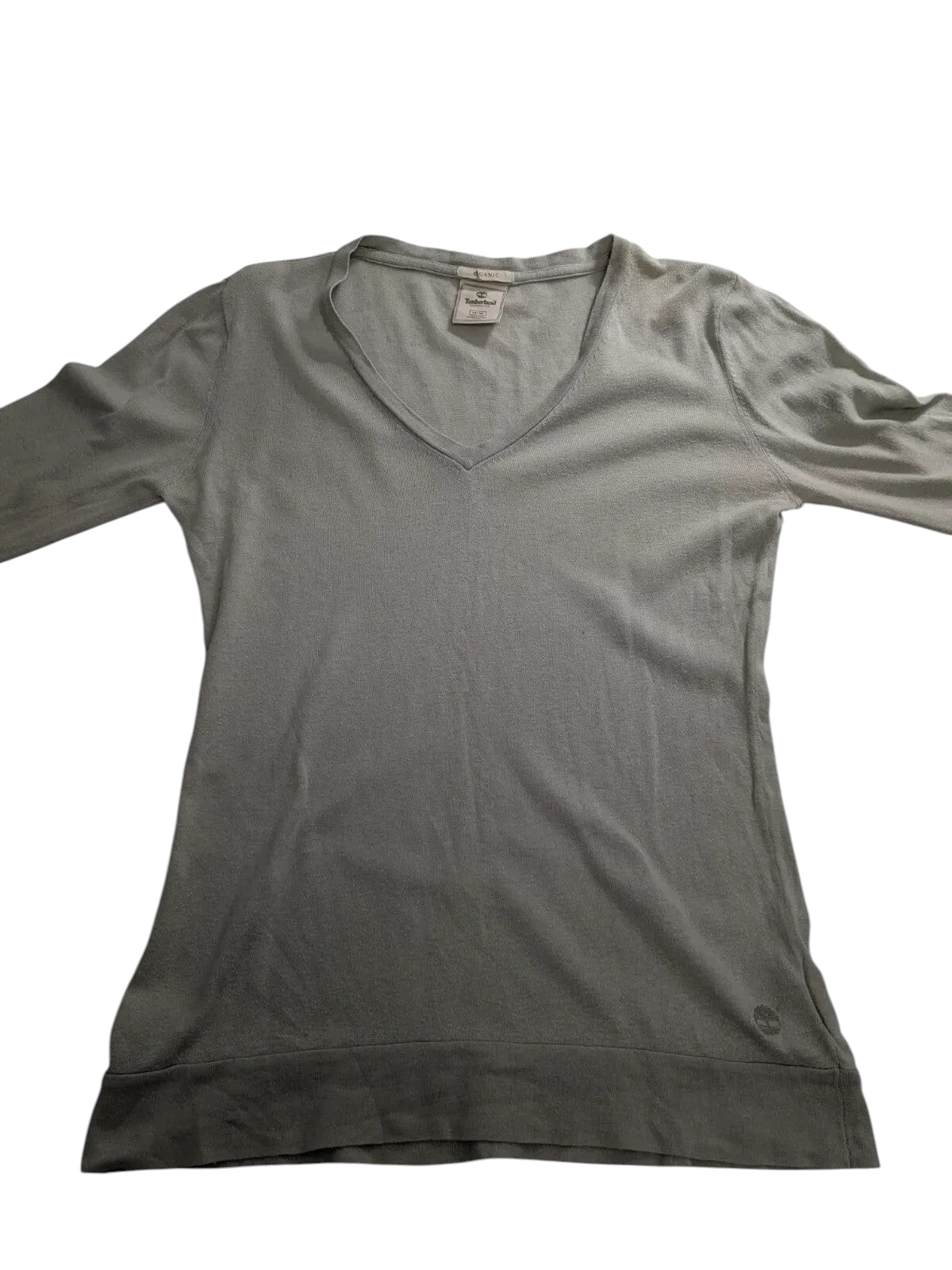 My Store Timberland medium grey V-neck jumper in a soft cotton cashmere knit with a small logo detail.