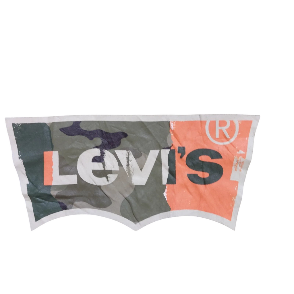 My Store olive green Levi's crew neck t-shirt with a camouflage and orange logo graphic print on the chest