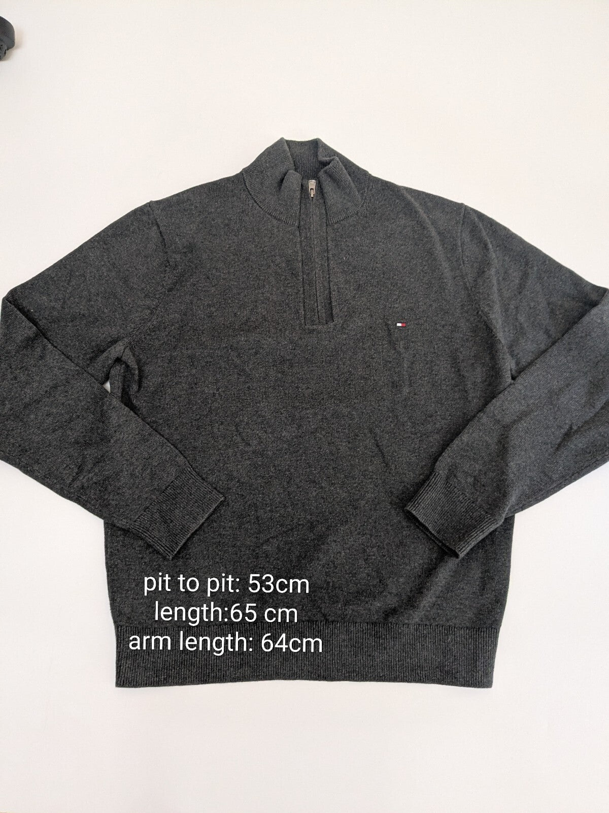 Tommy Hilfiger Sweater Mens M Grey Quarter-Zip Knit Jumper