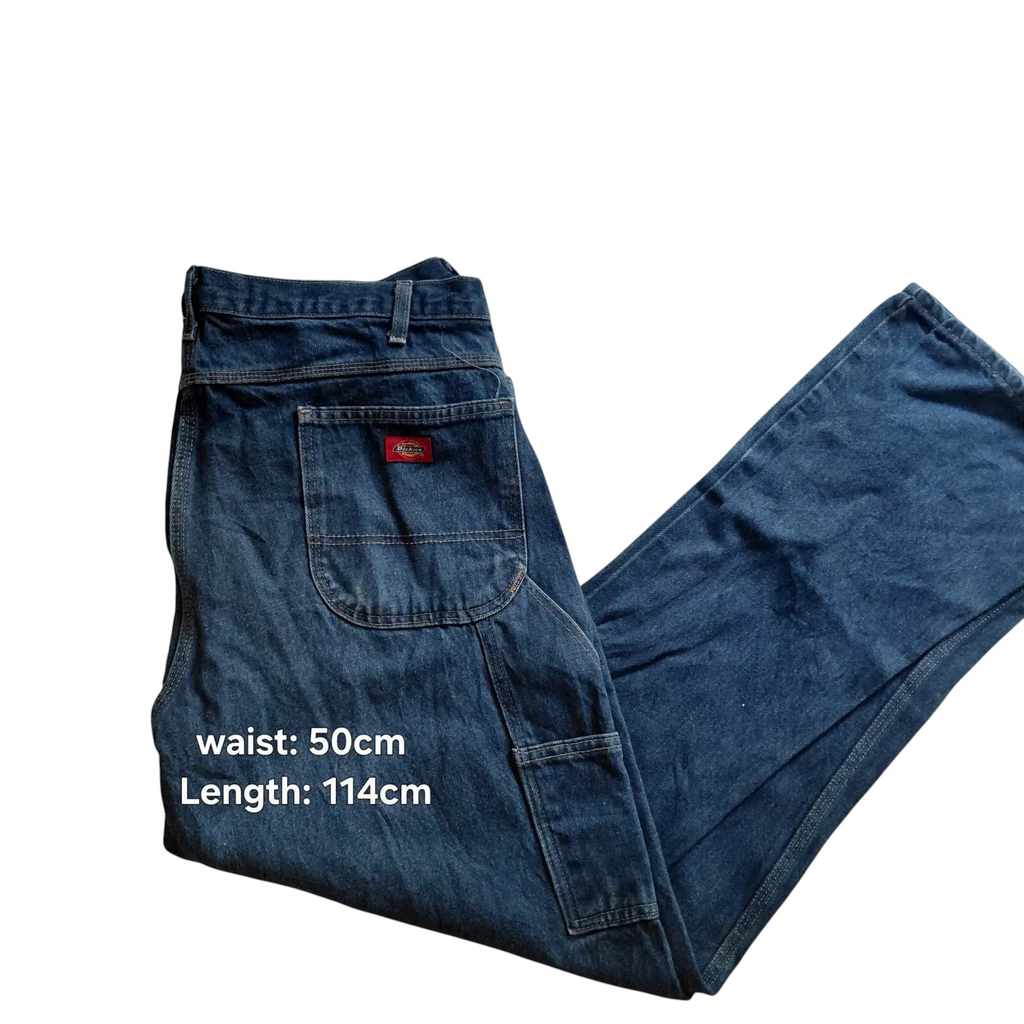 My Store Dickies mid blue wash denim carpenter jeans with utility pockets and straight leg fit