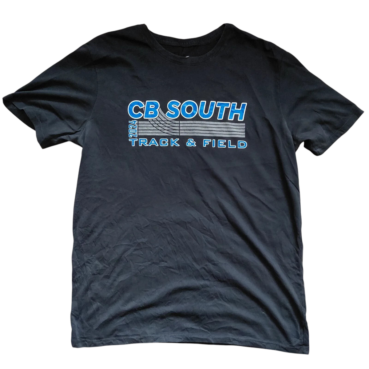 My Store black crew neck t-shirt with CB South 2024 Track & Field graphic print on the chest