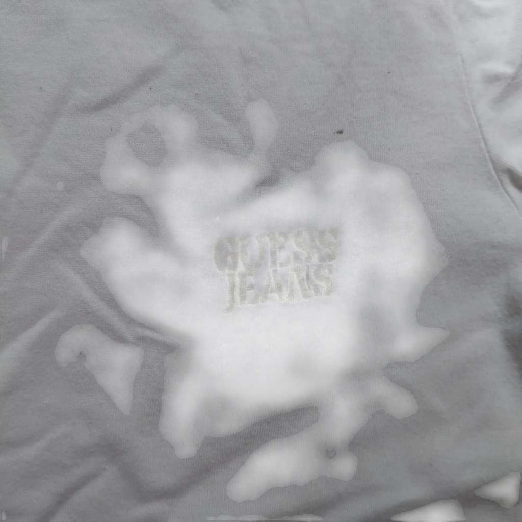My Store Guess white and blue dip dye cotton crew neck t-shirt with logo detail