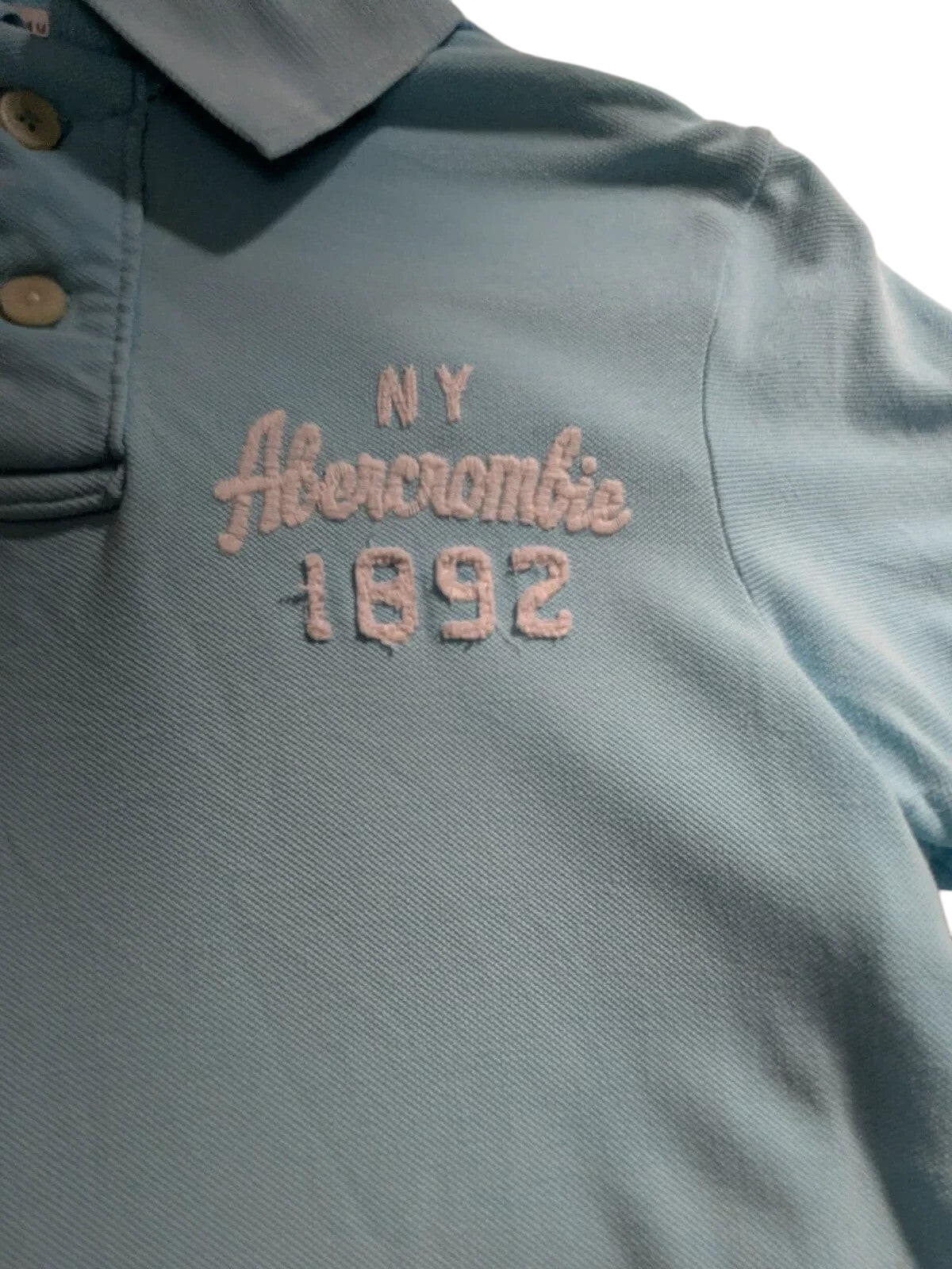 My Store light blue Abercrombie & Fitch cotton piqué polo shirt with white embroidered NY 1892 logo detail