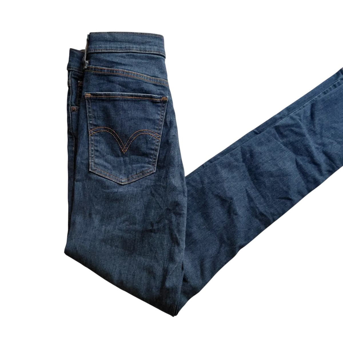 My Store Levi's Mile High super skinny jeans in dark blue wash denim with high rise fit and back pocket stitching.