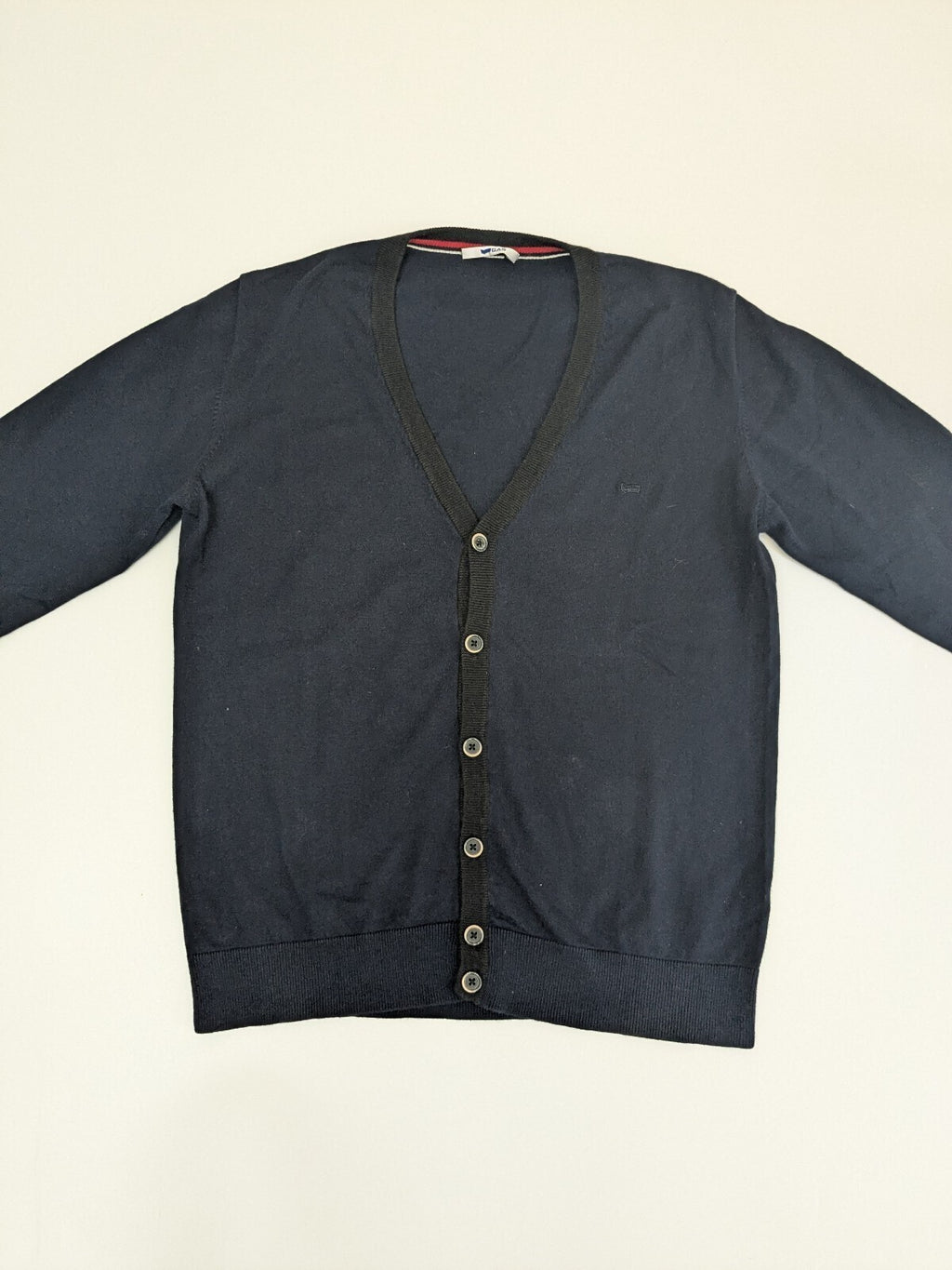 GAS Cardigan Mens M Navy Button-Up Knit Sweater