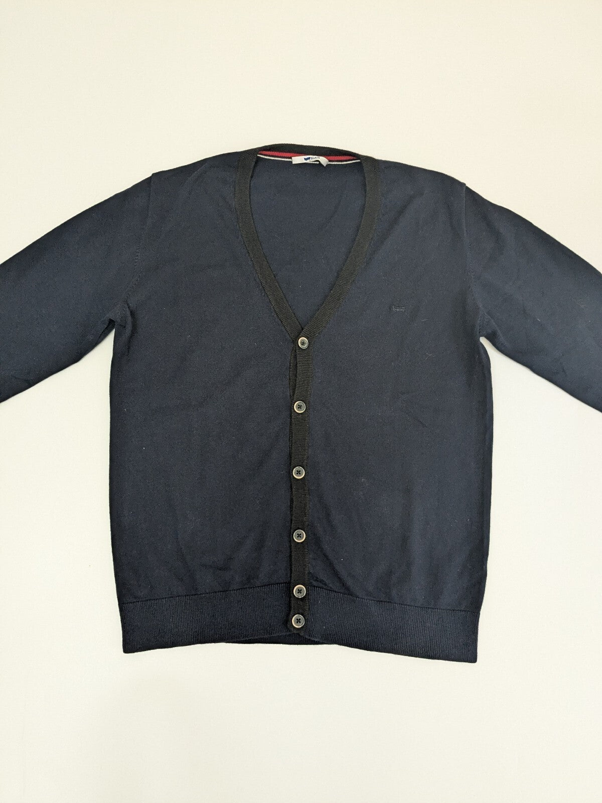 GAS Cardigan Mens M Navy Button-Up Knit Sweater