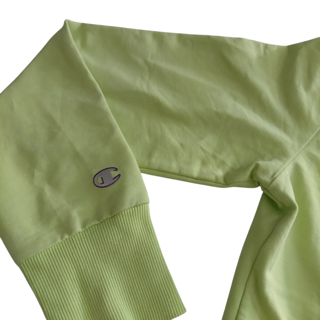 My Store lime green Champion track jacket sleeve with ribbed cuff and embroidered logo detail