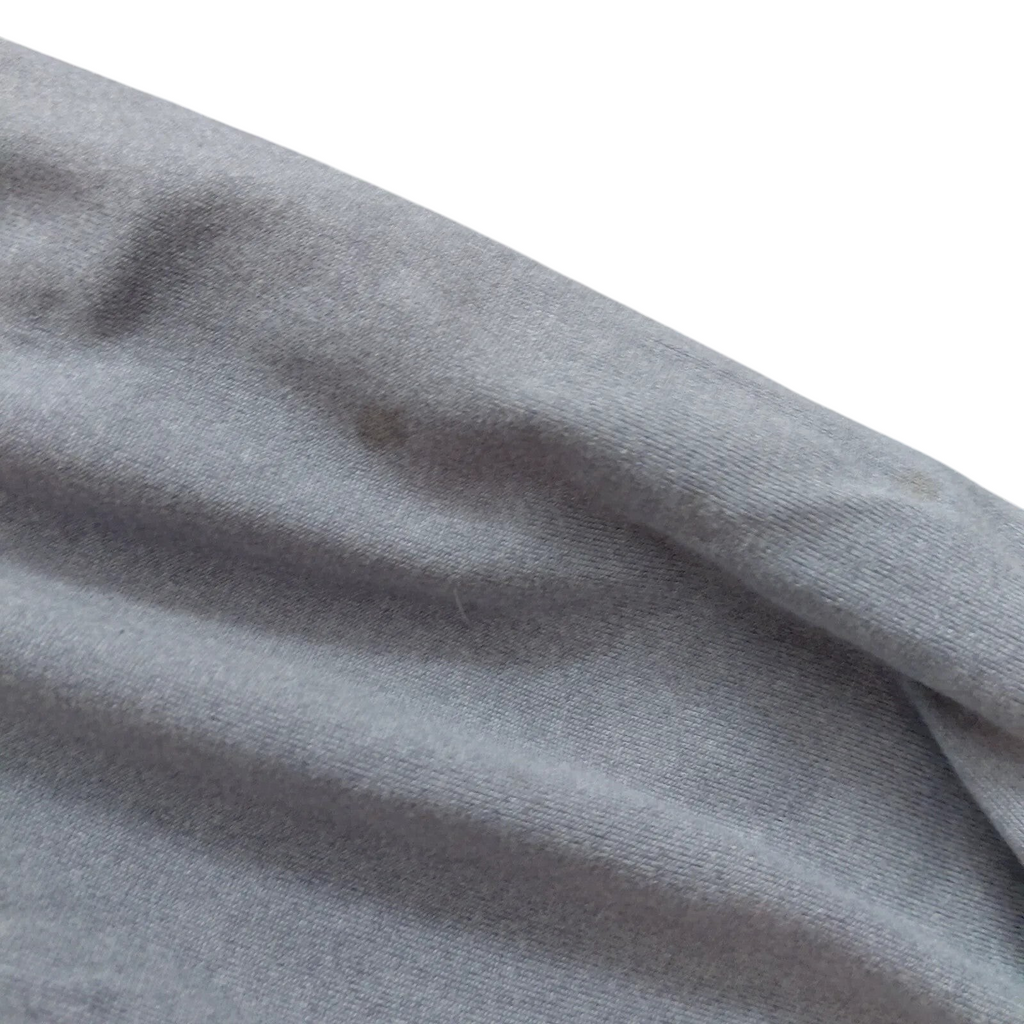 My Store pre-owned grey long sleeve t-shirt fabric detail showing minor wear and marks on the material