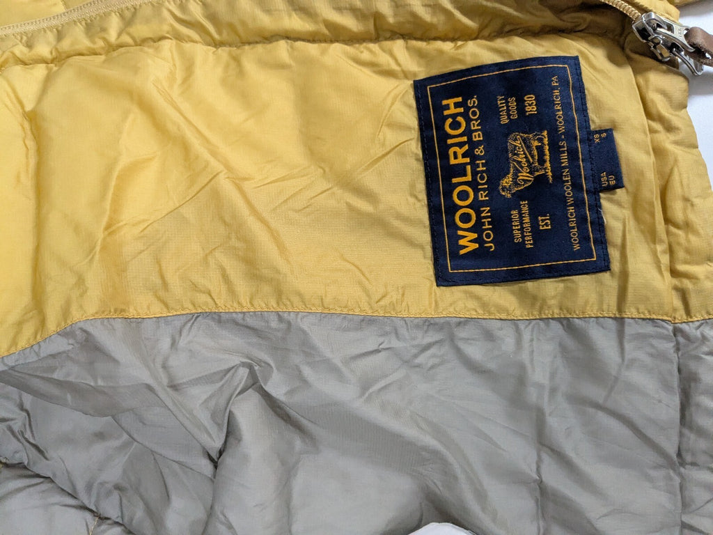 Woolrich Puffer Jacket Womens M Mustard Yellow Quilted Insulated