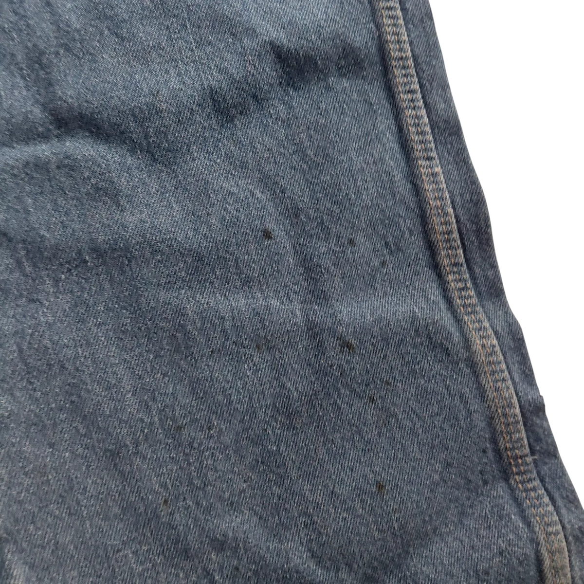 My Store Dickies carpenter jeans in mid blue wash denim with visible distressed marks and durable utility stitching
