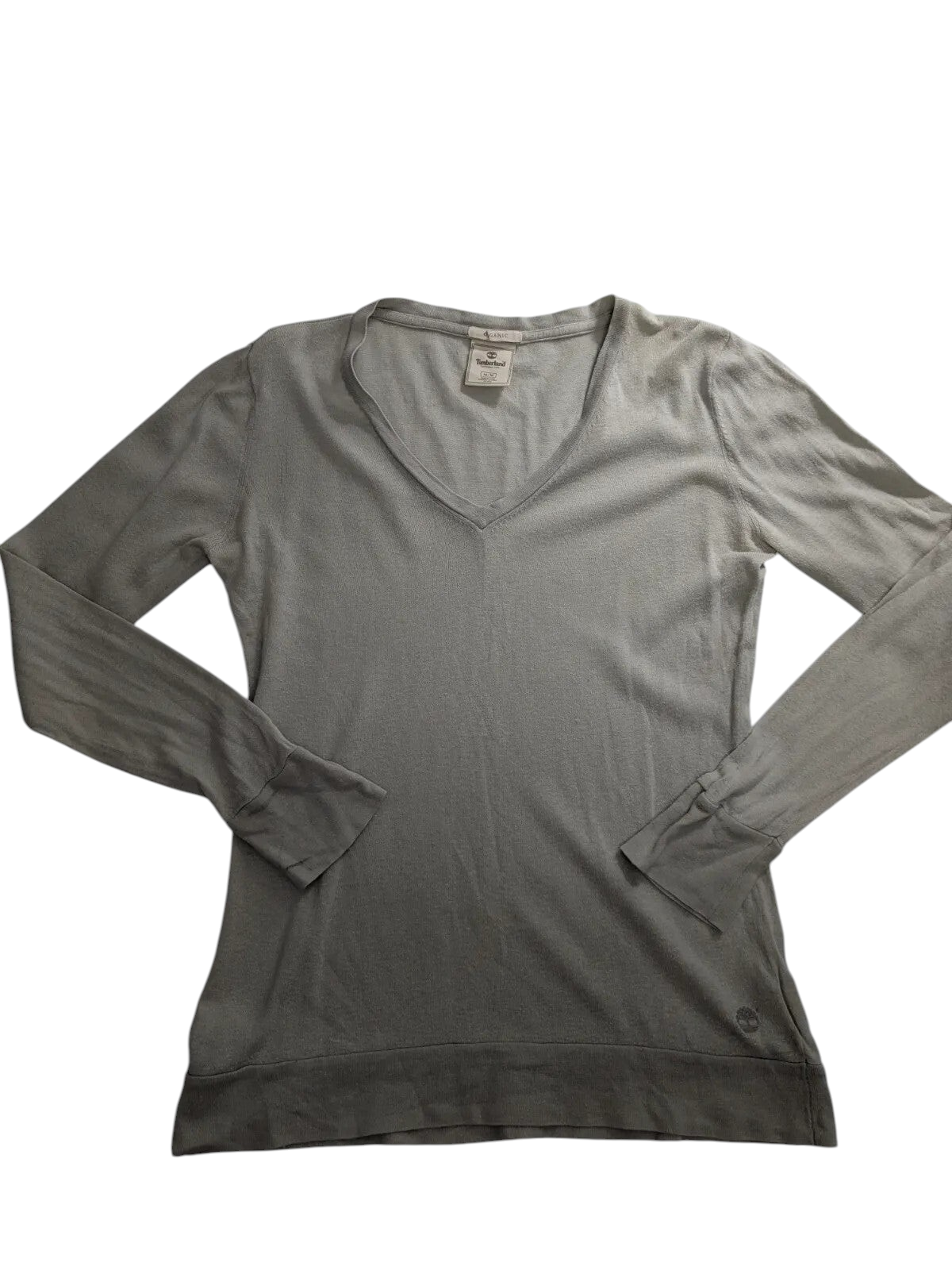 My Store pre-owned Timberland medium grey V-neck jumper in a soft cotton cashmere knit blend