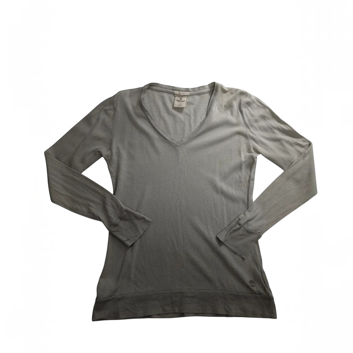 My Store pre-owned Timberland medium grey V-neck jumper in a soft cotton cashmere knit blend