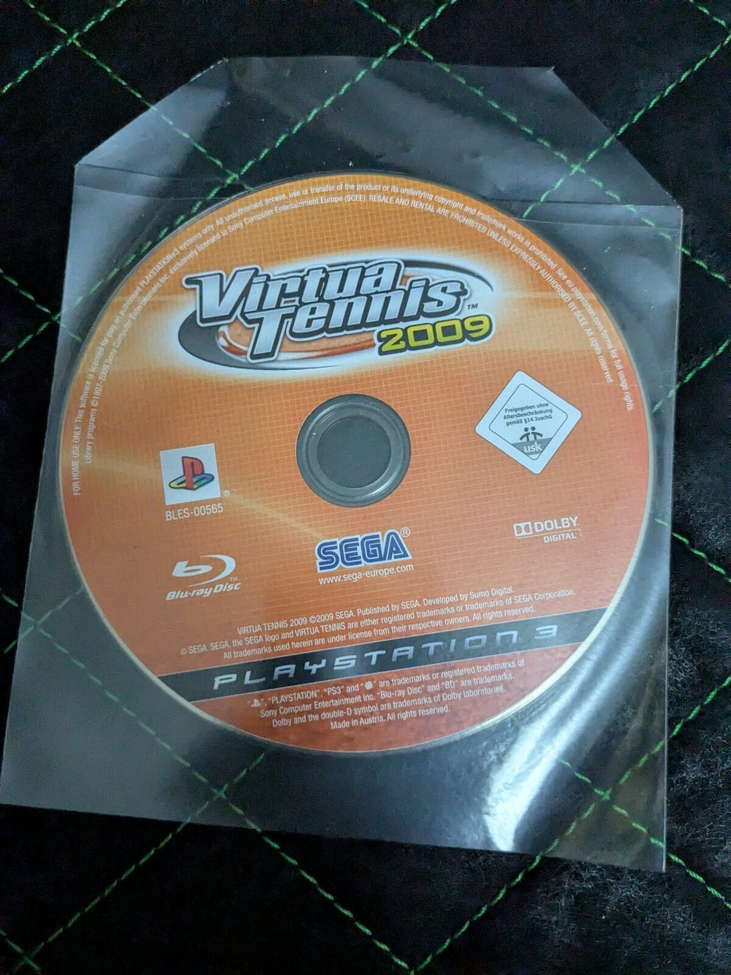 Virtua Tennis 2009 PS3 game disc