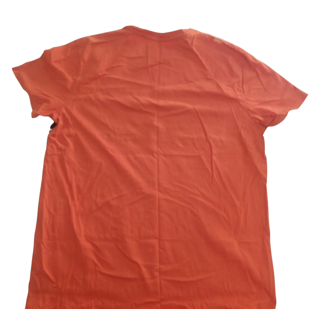 My Store Timberland orange organic cotton t-shirt, back view of a casual short-sleeve crew neck top.