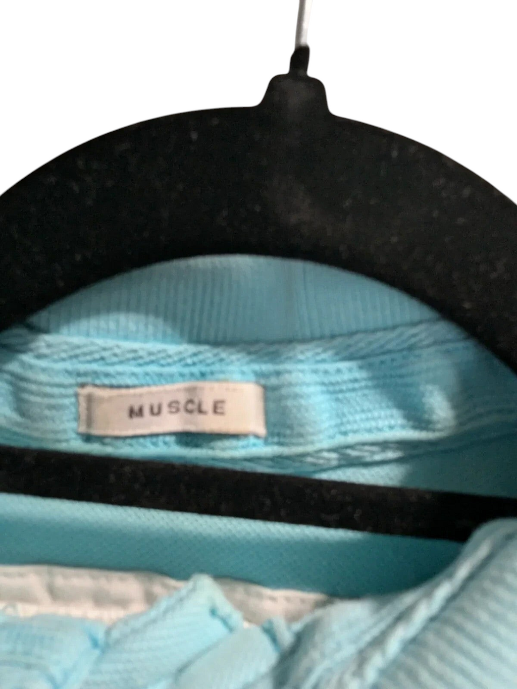My Store Abercrombie & Fitch blue cotton piqué polo shirt with Muscle label detail on a black hanger