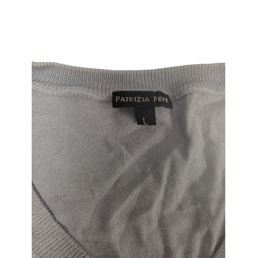 Patrizia Pepe Top Womens M Light Grey V-Neck Long Sleeve