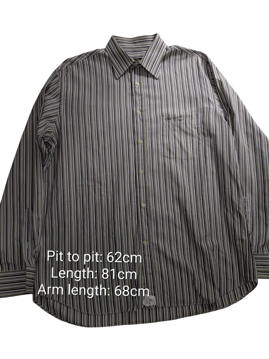 My Store Paul & Shark long sleeve button up shirt featuring a multi-colored vertical stripe pattern and chest pocket.