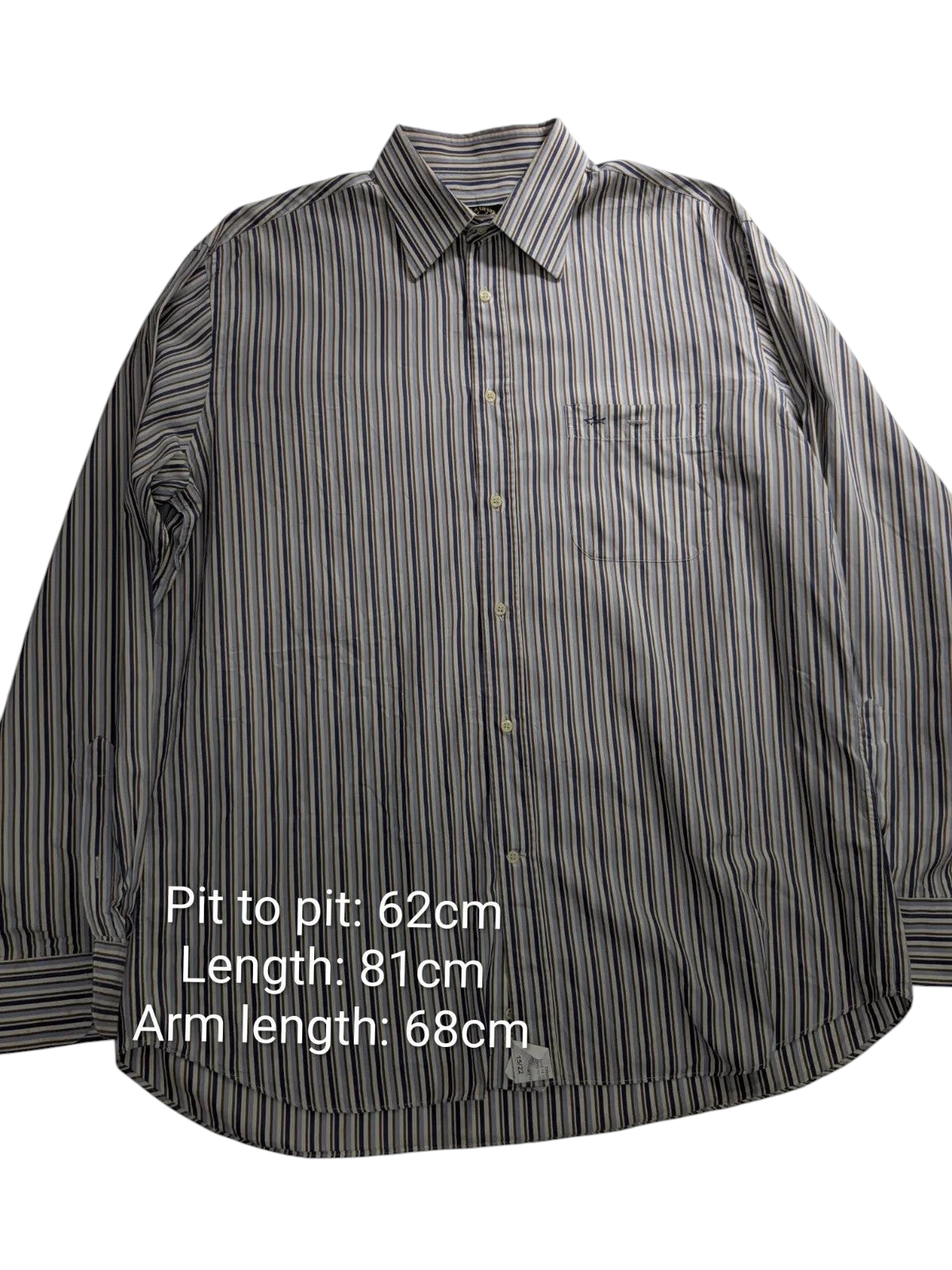 My Store Paul & Shark long sleeve button up shirt featuring a multi-colored vertical stripe pattern and chest pocket.