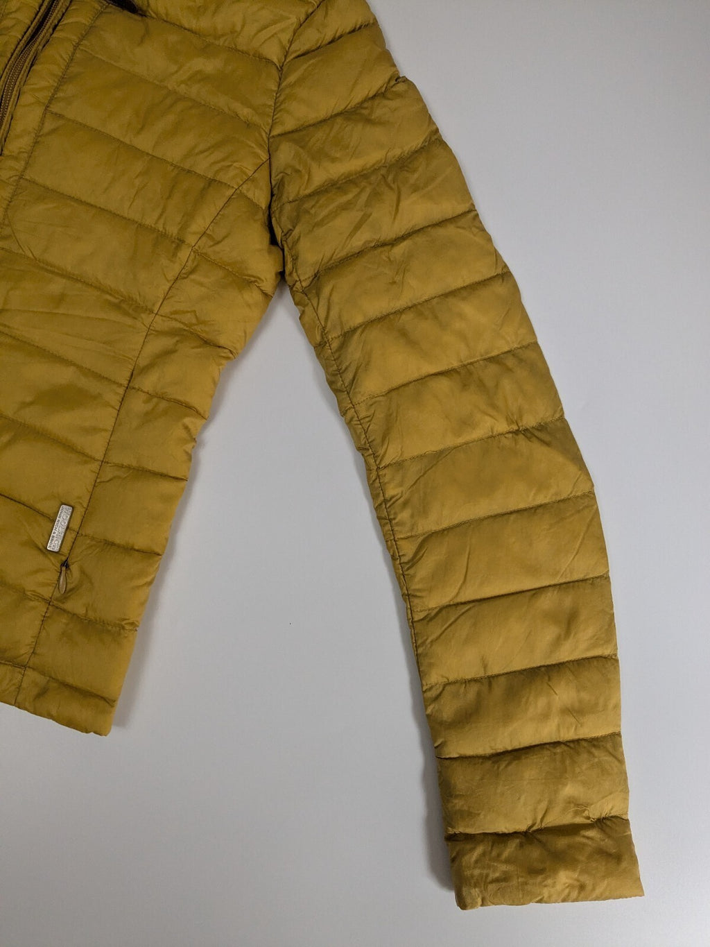 Woolrich Puffer Jacket Womens M Mustard Yellow Quilted Insulated