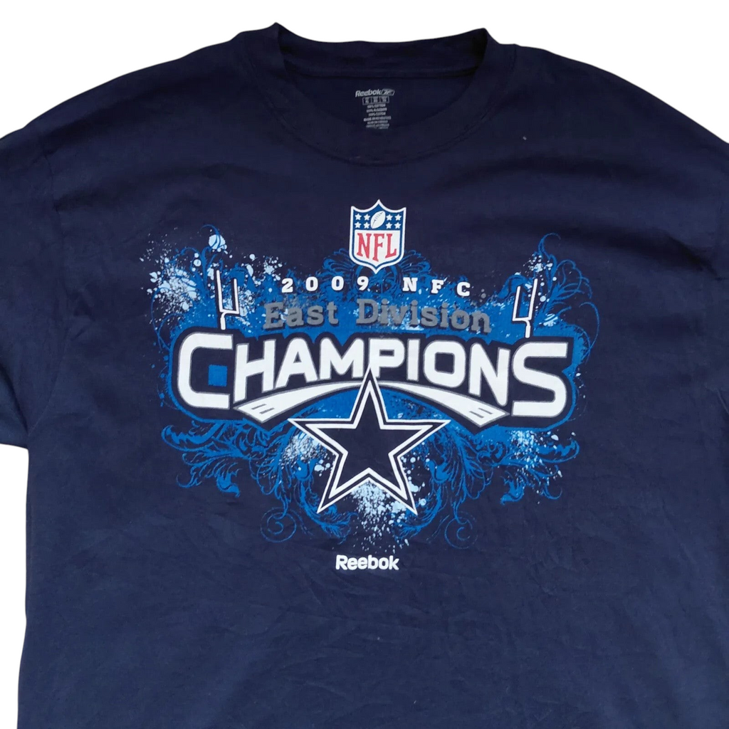 My Store navy blue Reebok cotton T-shirt featuring a 2009 NFL East Division Champions Dallas Cowboys graphic print