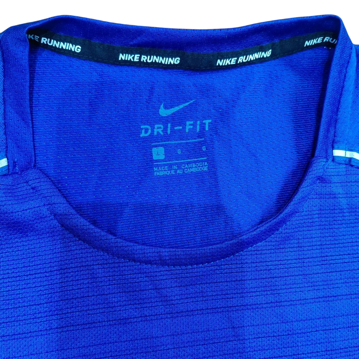 Nike Crew Neck T Shirt Mens Medium Blue Polyester Dri FIT Running Reflective