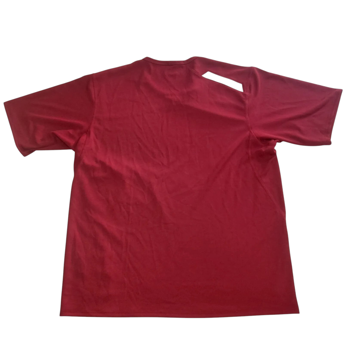 My Store Nike red Dri-FIT short sleeve athletic t-shirt, back view showing plain design.