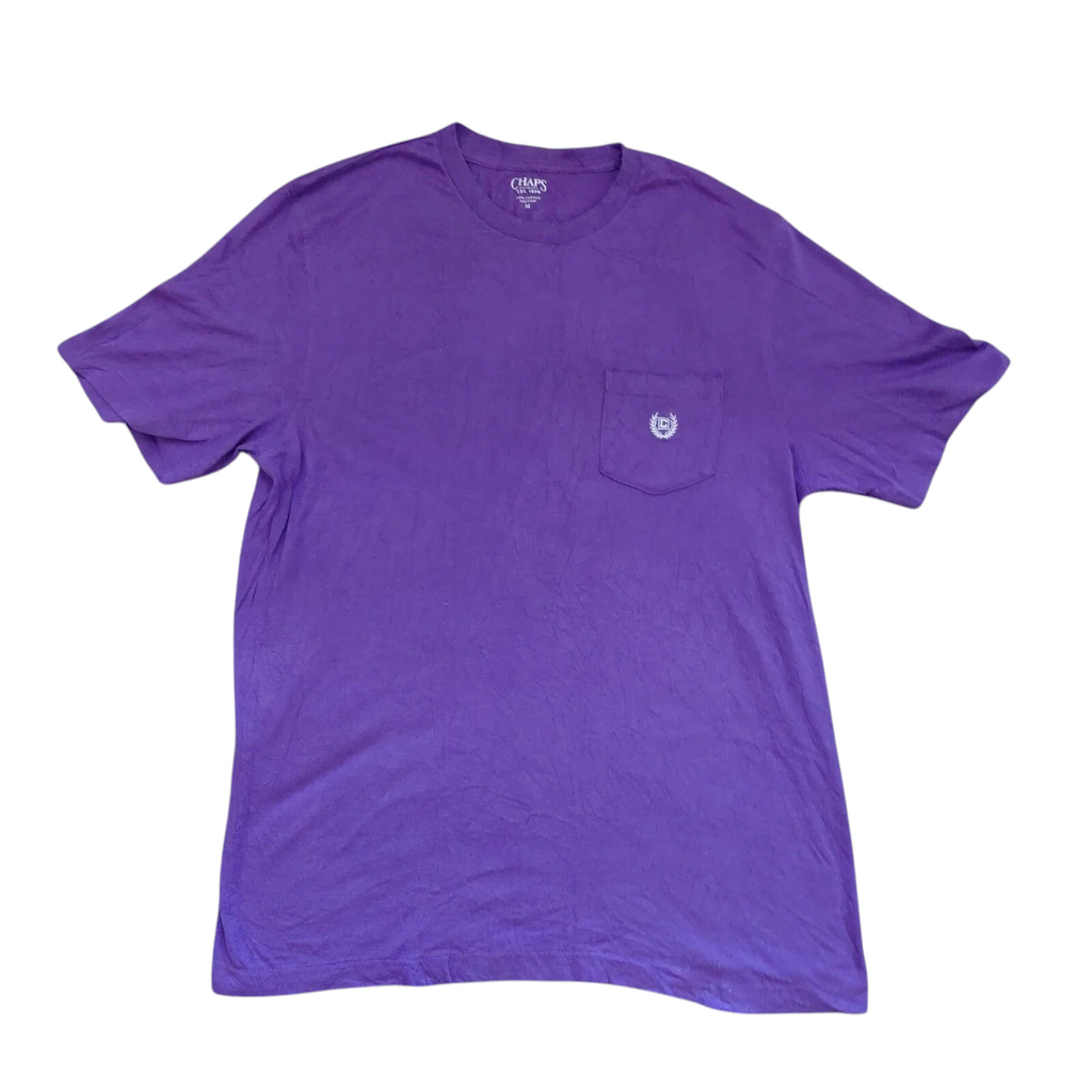 My Store Chaps purple cotton crew neck t-shirt with a chest pocket and embroidered logo detail