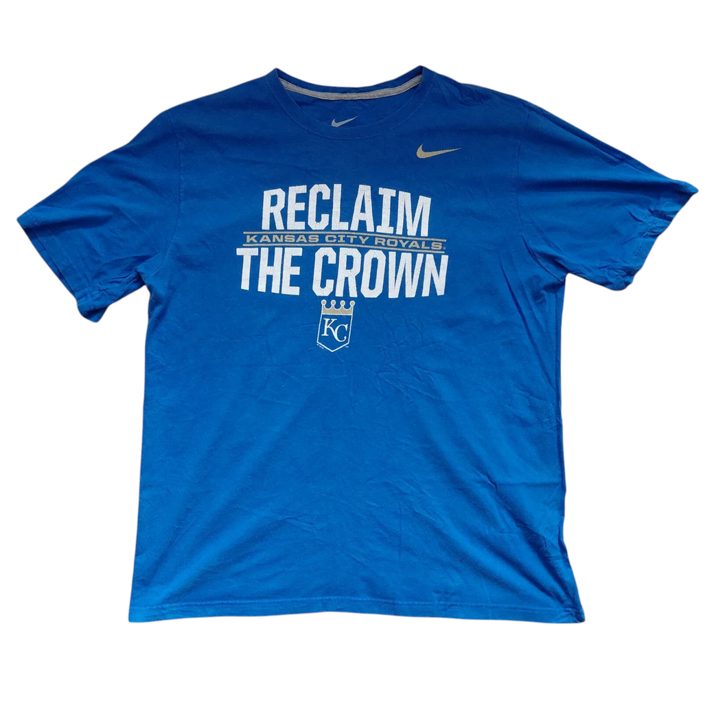 My Store Nike blue cotton crew neck t-shirt with Kansas City Royals Reclaim The Crown graphic print