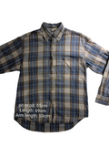 My Store Fila long sleeve button-up shirt in blue and beige plaid cotton with a chest pocket and collar