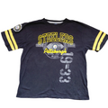 My Store black Pittsburgh Steelers NFL graphic t-shirt with yellow sleeve stripes and crew neck in 100% cotton