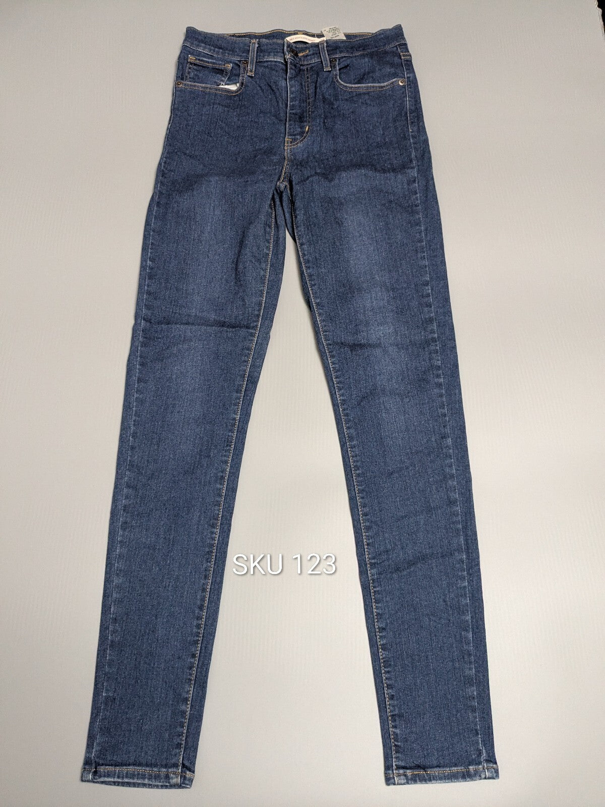 Levi's Jeans Womens W29 L32 Dark-Wash 710 Super-Skinny Denim