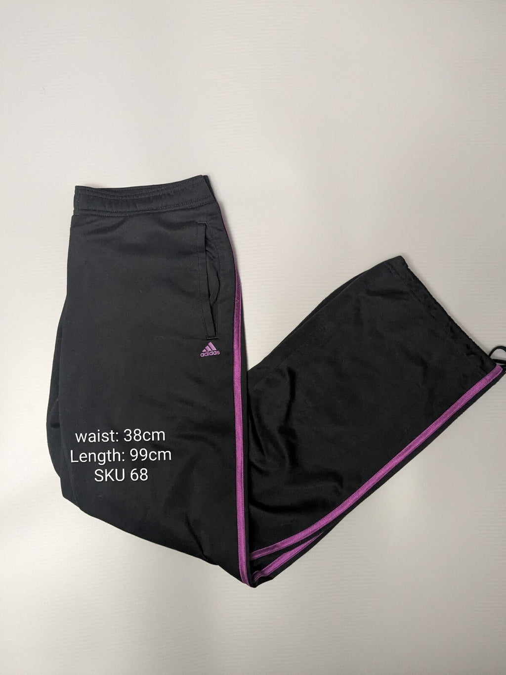 Adidas Track Pants Womens UK 10 12 Black Y2K Striped Joggers
