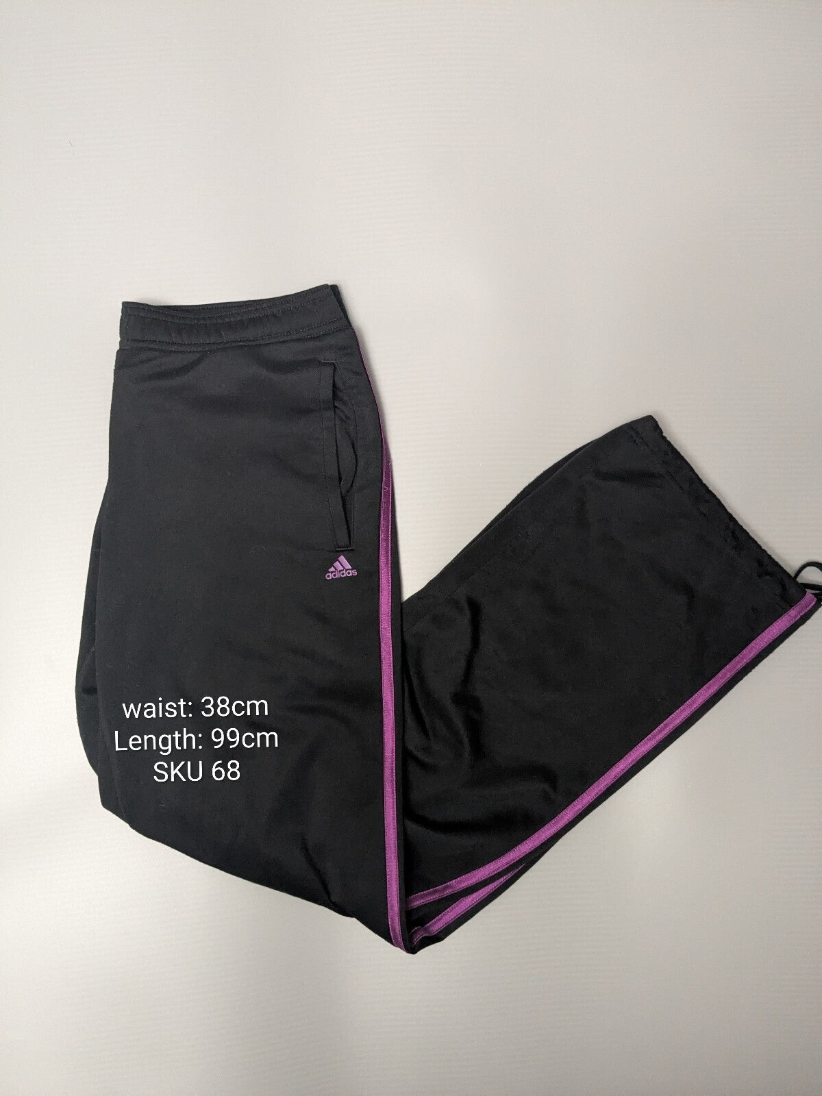 Adidas Track Pants Womens UK 10 12 Black Y2K Striped Joggers