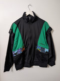 Campagnolo Track Jacket Mens L Black Green Geometric Retro Full-Zip