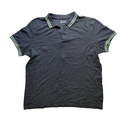 My Store Lotto black short sleeve polo shirt with green and white striped collar and sleeve cuffs