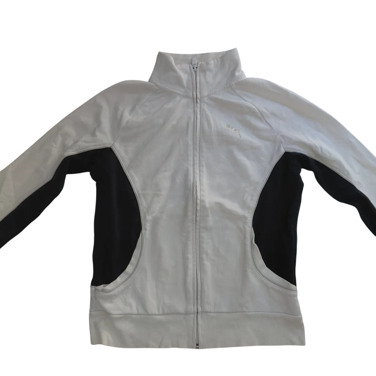 My Store pre-owned white and black Puma women's track jacket with full zip closure and logo detail