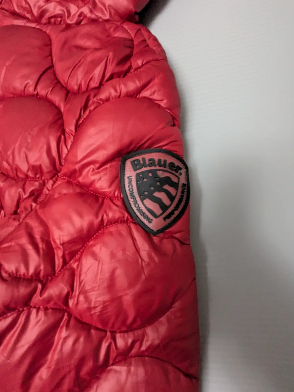 Blauer USA Puffer Jacket Mens L Red Hooded Quilted Insulated