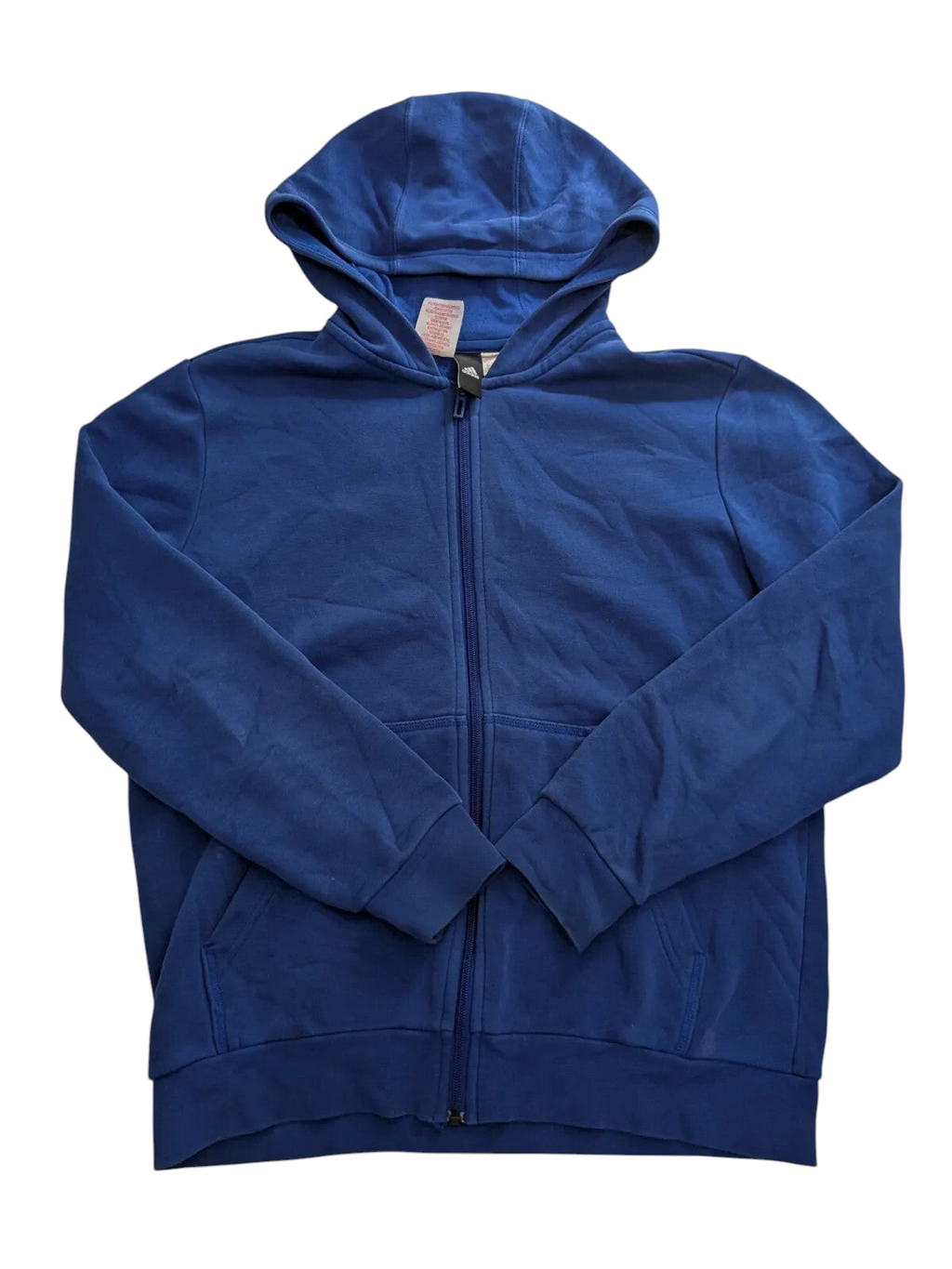 My Store blue Adidas full zip hooded sweatshirt with front pockets and logo detail