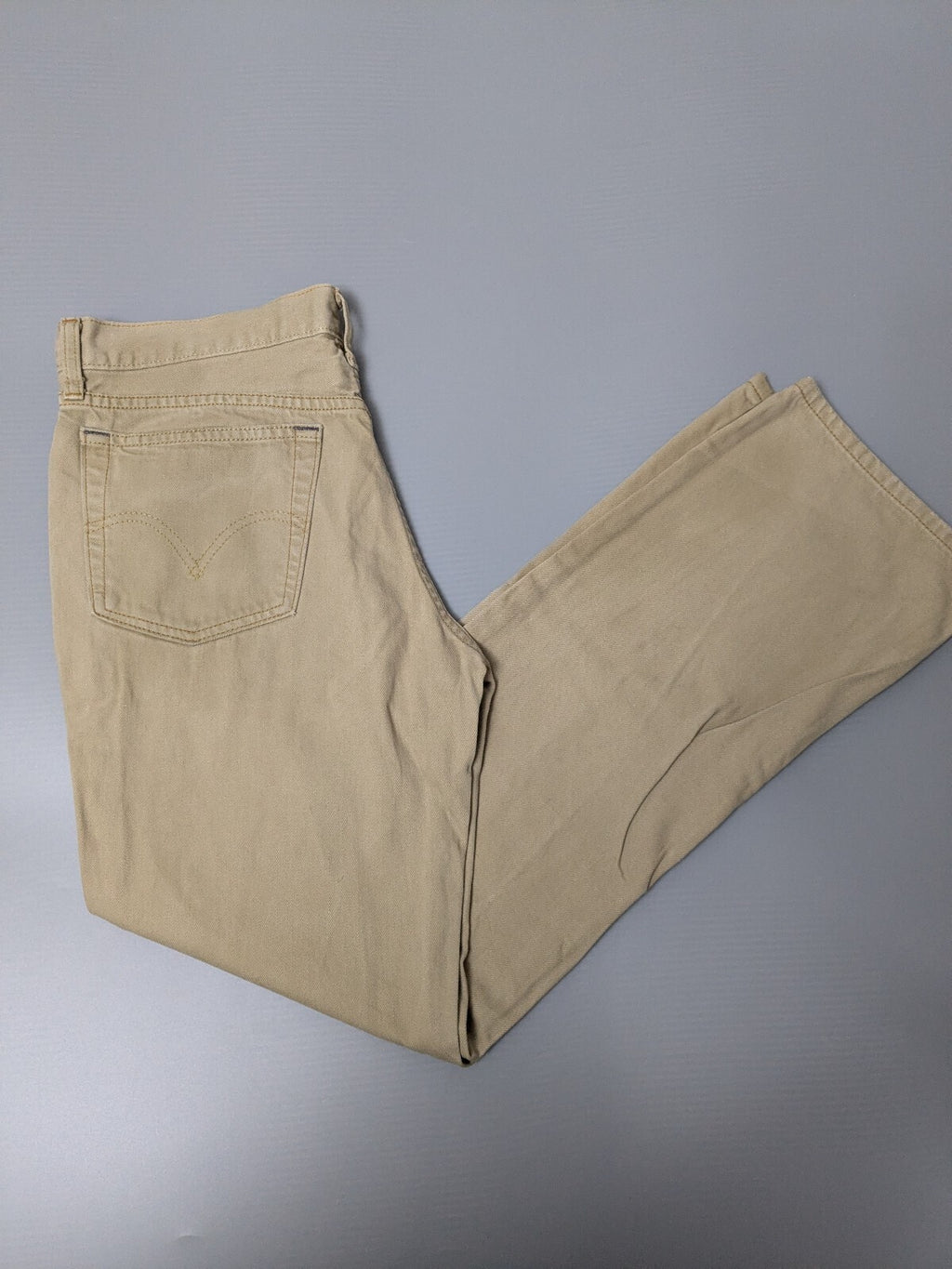 Vintage Levi's 502 Regular Tapered Jeans Beige Tan Denim W32 L32 Red Tab